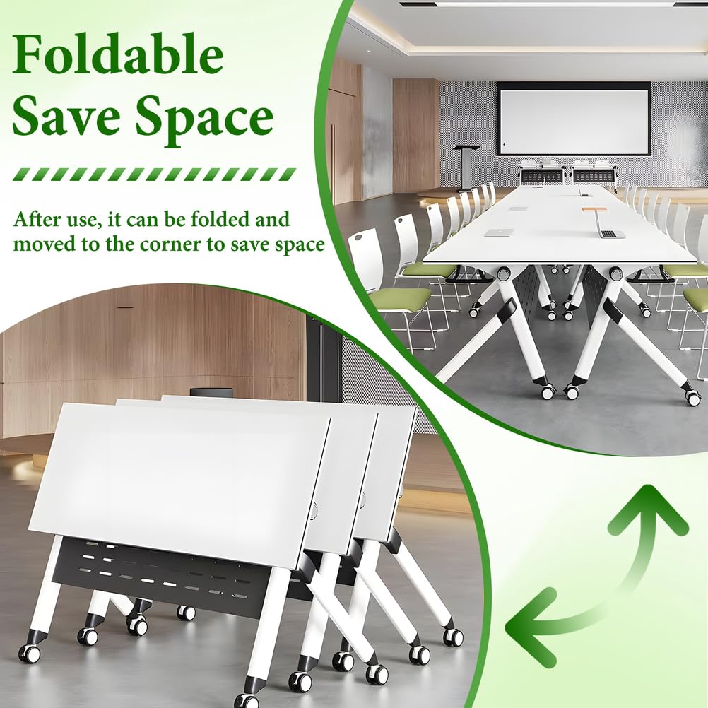 Folding Conference Table with Locking Wheels, 8 Pack, 63x24x30 Inch Z2650
