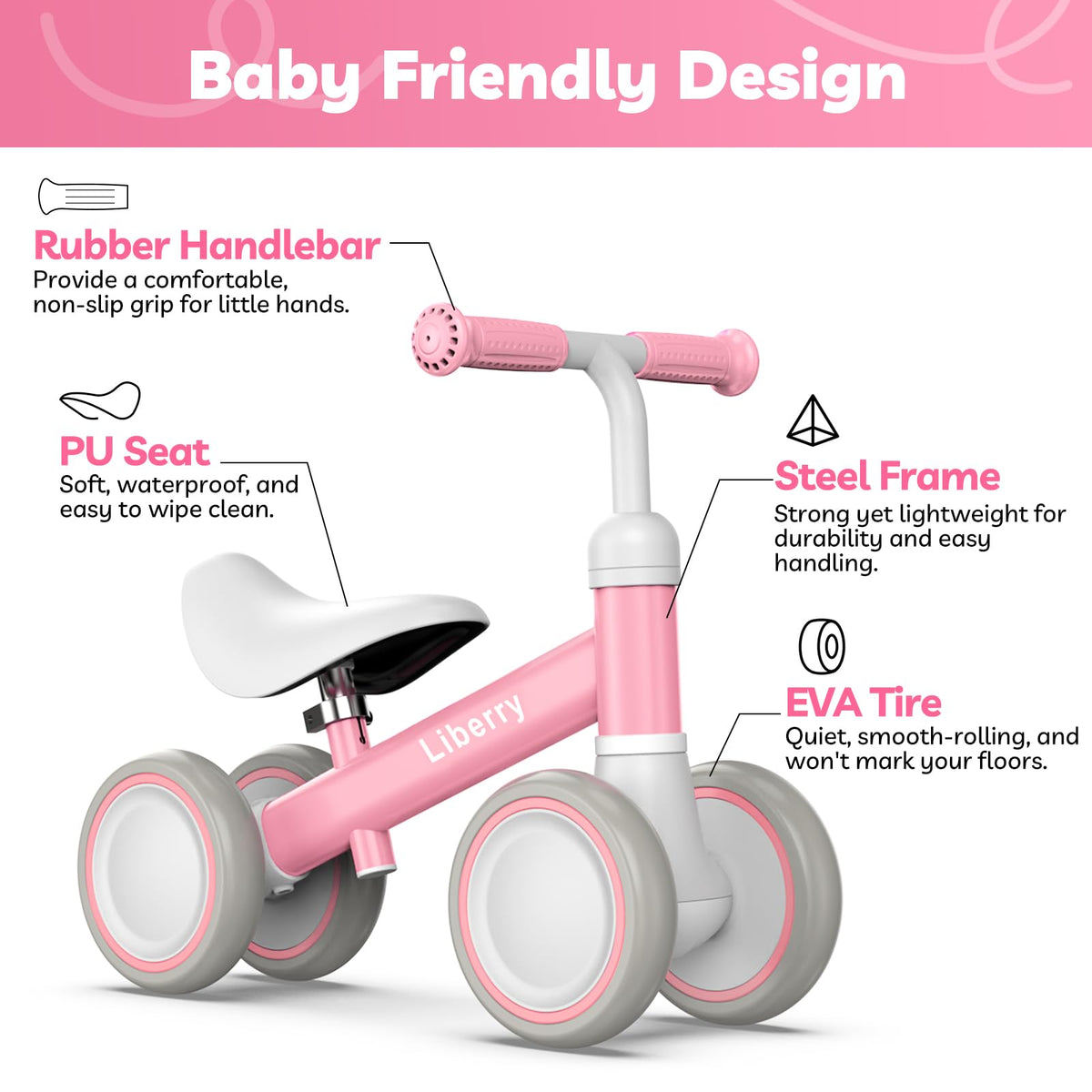 Pink Adjustable Baby Balance Bike Z906