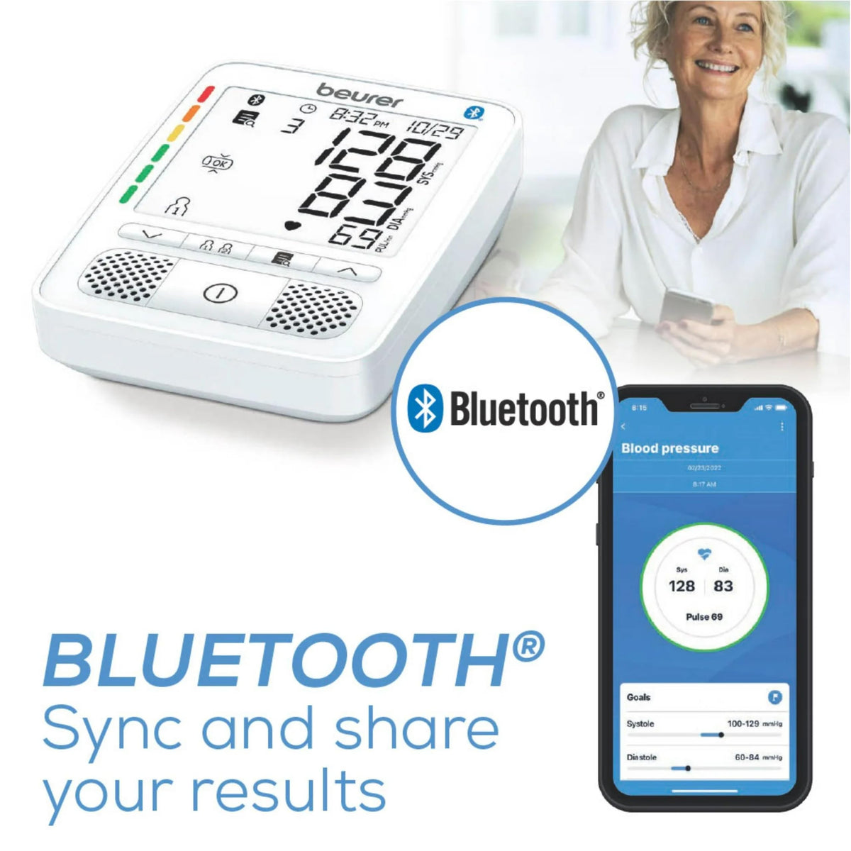 Upper Arm Blood Pressure Monitor with Bluetooth and Talking Function P5212