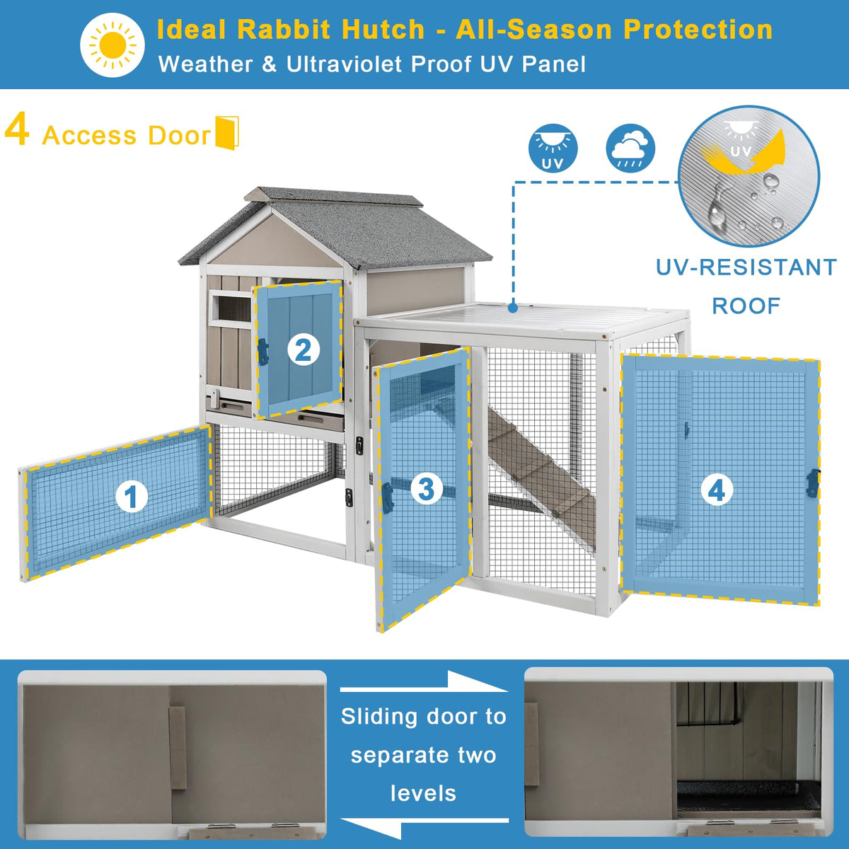 48" L 2-Story Rabbit Hutch with Ramp V1153
