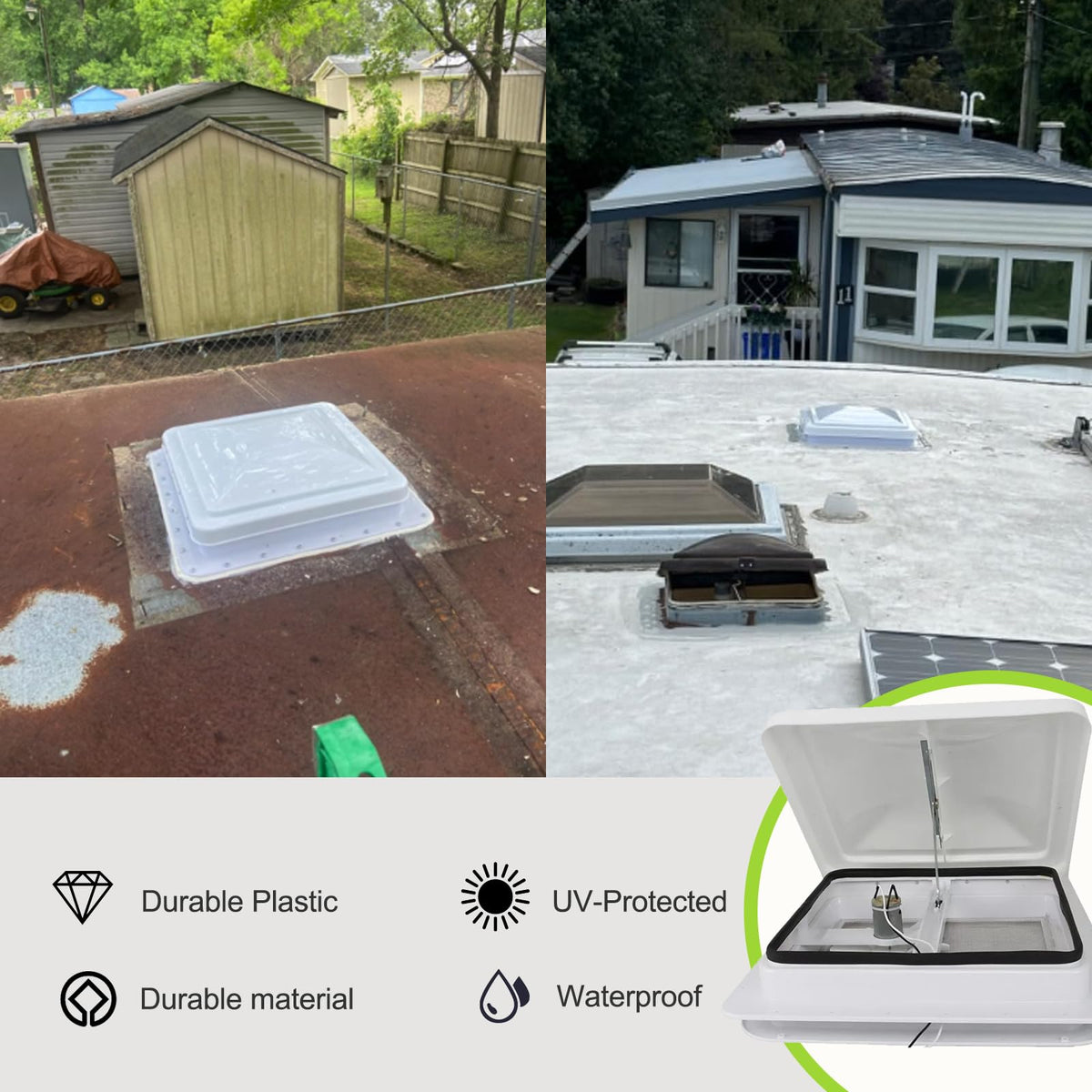 14" RV Roof Vent with 12V Fan, White V179