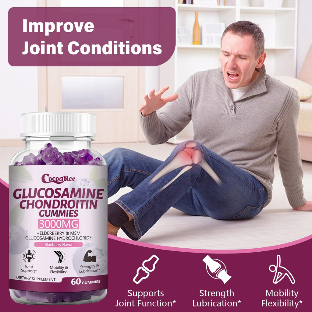 3000MG Glucosamine Chondroitin Gummies with MSM & Elderberry 180Cts W48451