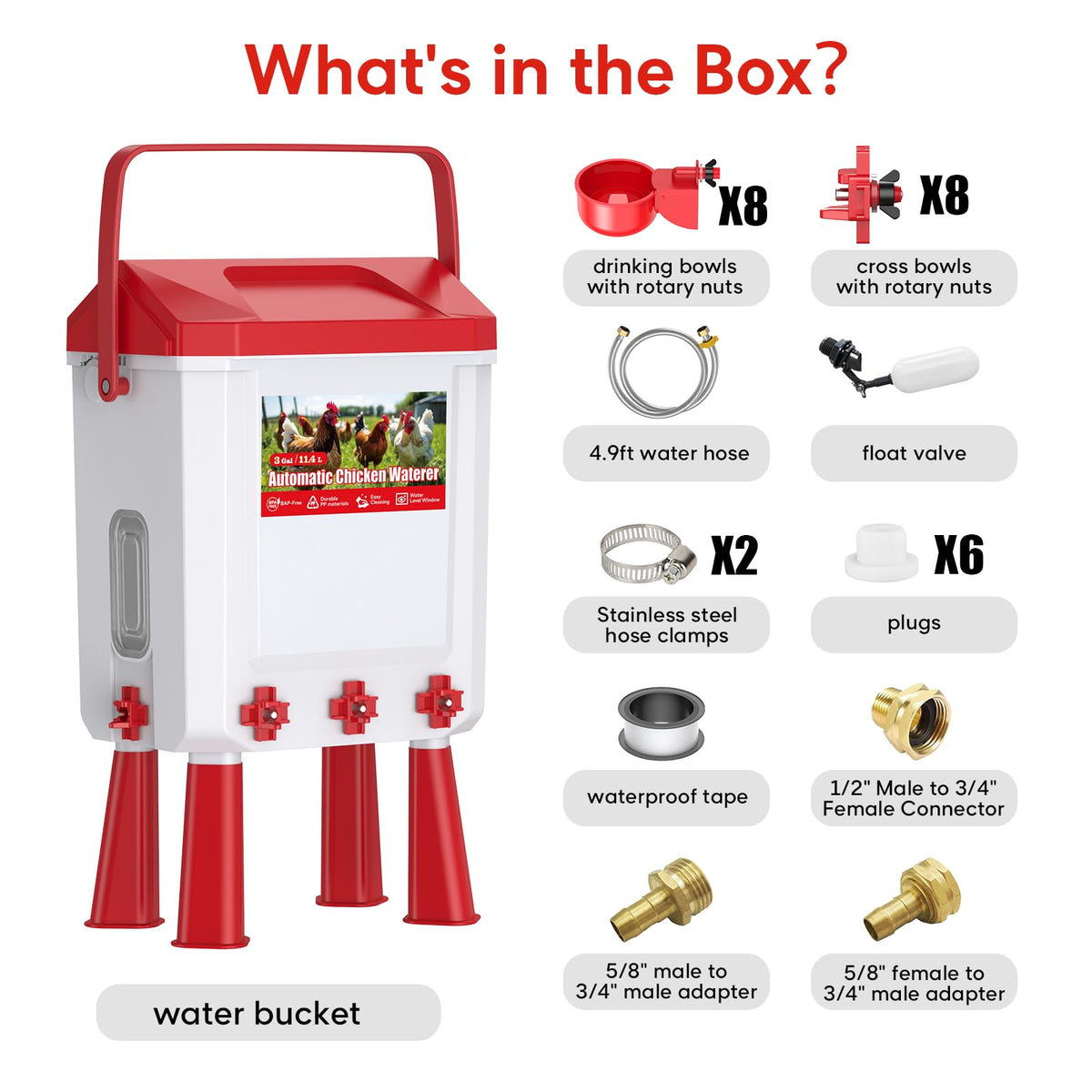 Automatic Chicken Waterer with Float Valve, 3 Gallons K977729