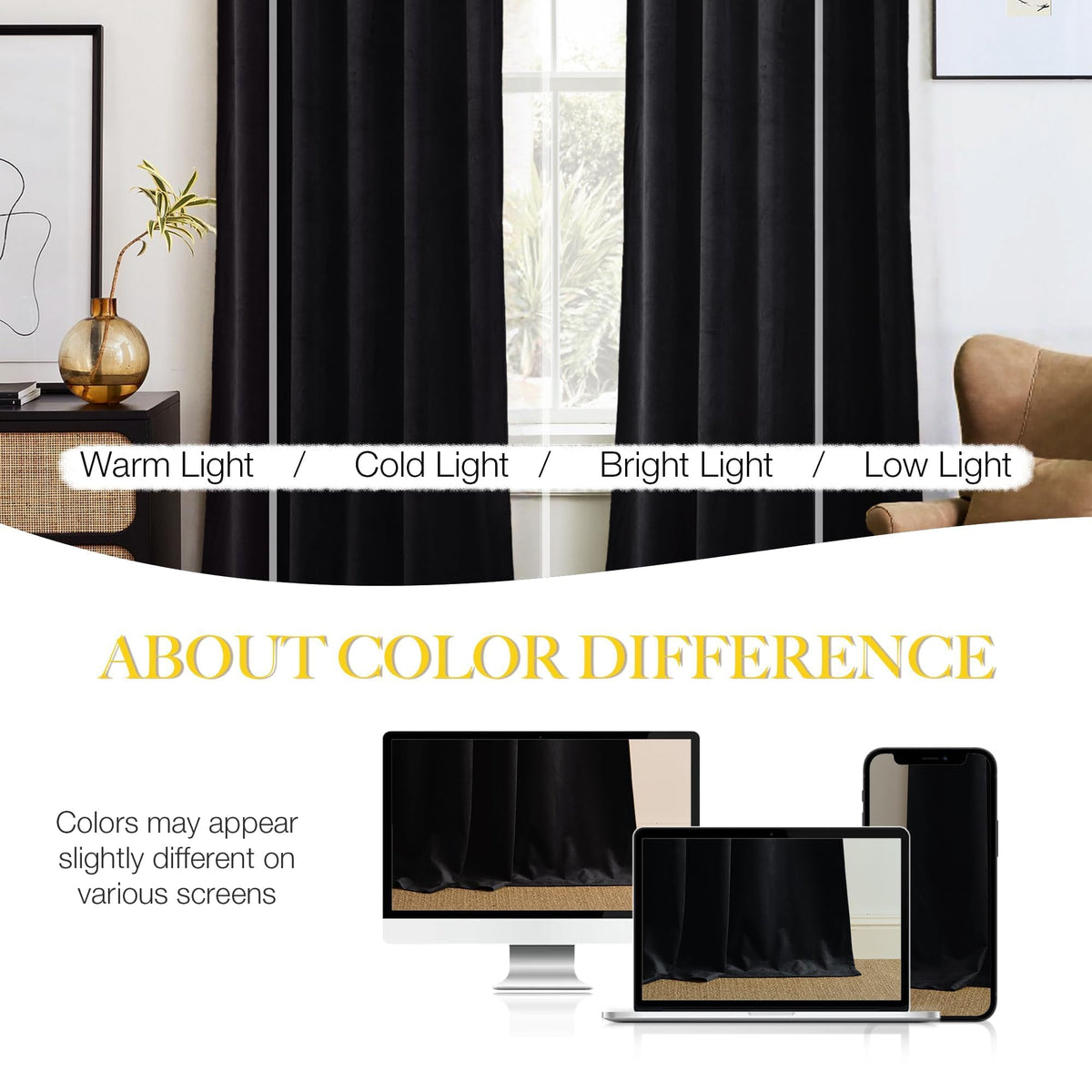 Black Out Velvet Curtains 108 inches Long N354
