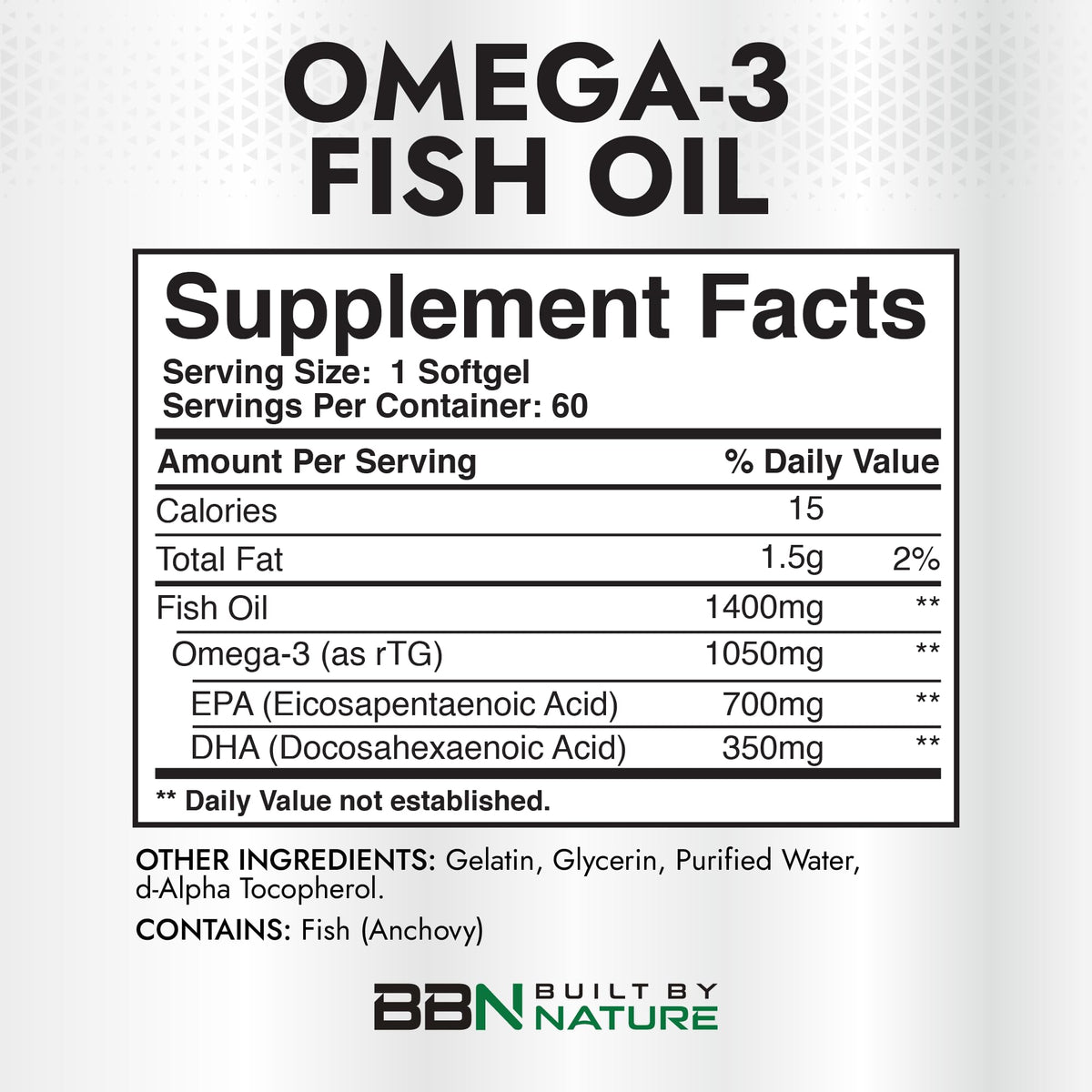 Omega 3 Fish Oil 1400 mg 60 Softgels L782106
