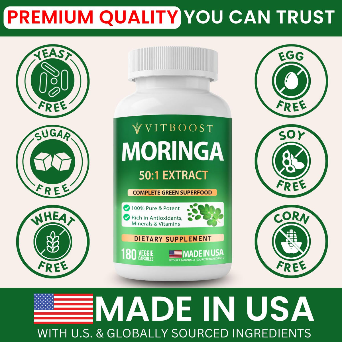 Moringa Oleifera Extract Capsules 400mg X70529