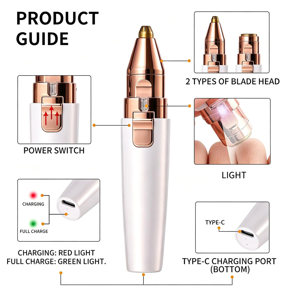 2 in 1 Electric Facial Hair Removal with LED Light B359