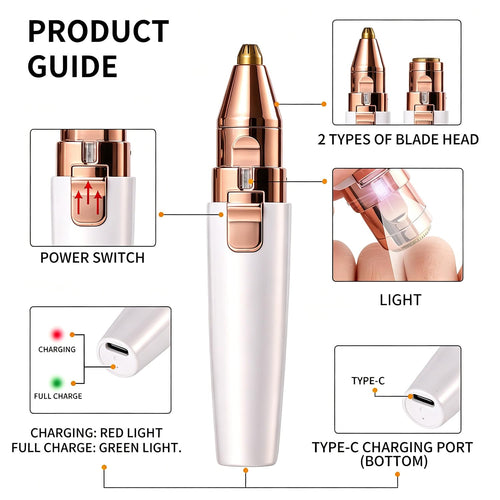 2 in 1 Electric Facial Hair Removal with LED Light B359
