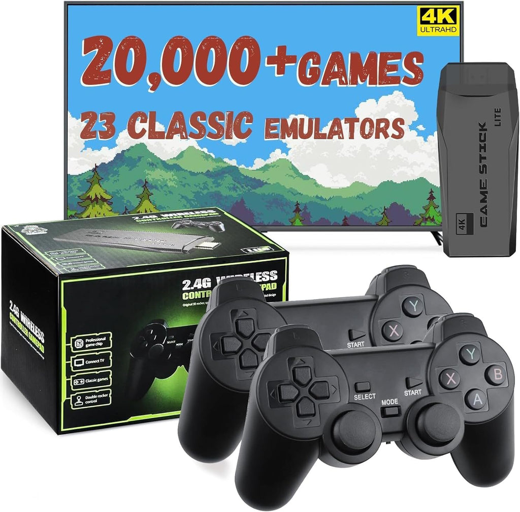 Retro Gaming Console with Dual Wireless Controllers 4K HDMI Output 64GB W952953