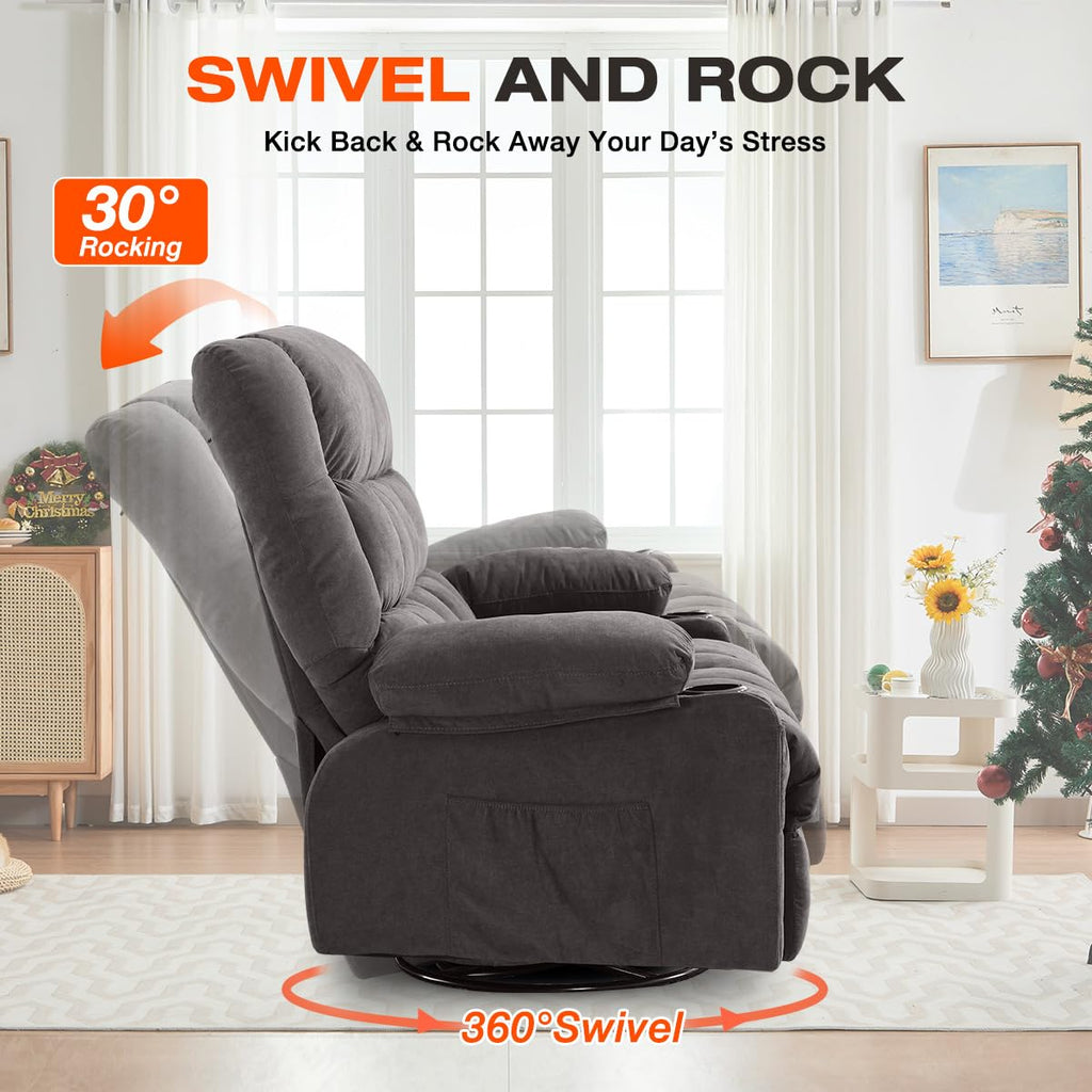 Oversized Swivel Rocker Recliner with Massage and Heat H127352