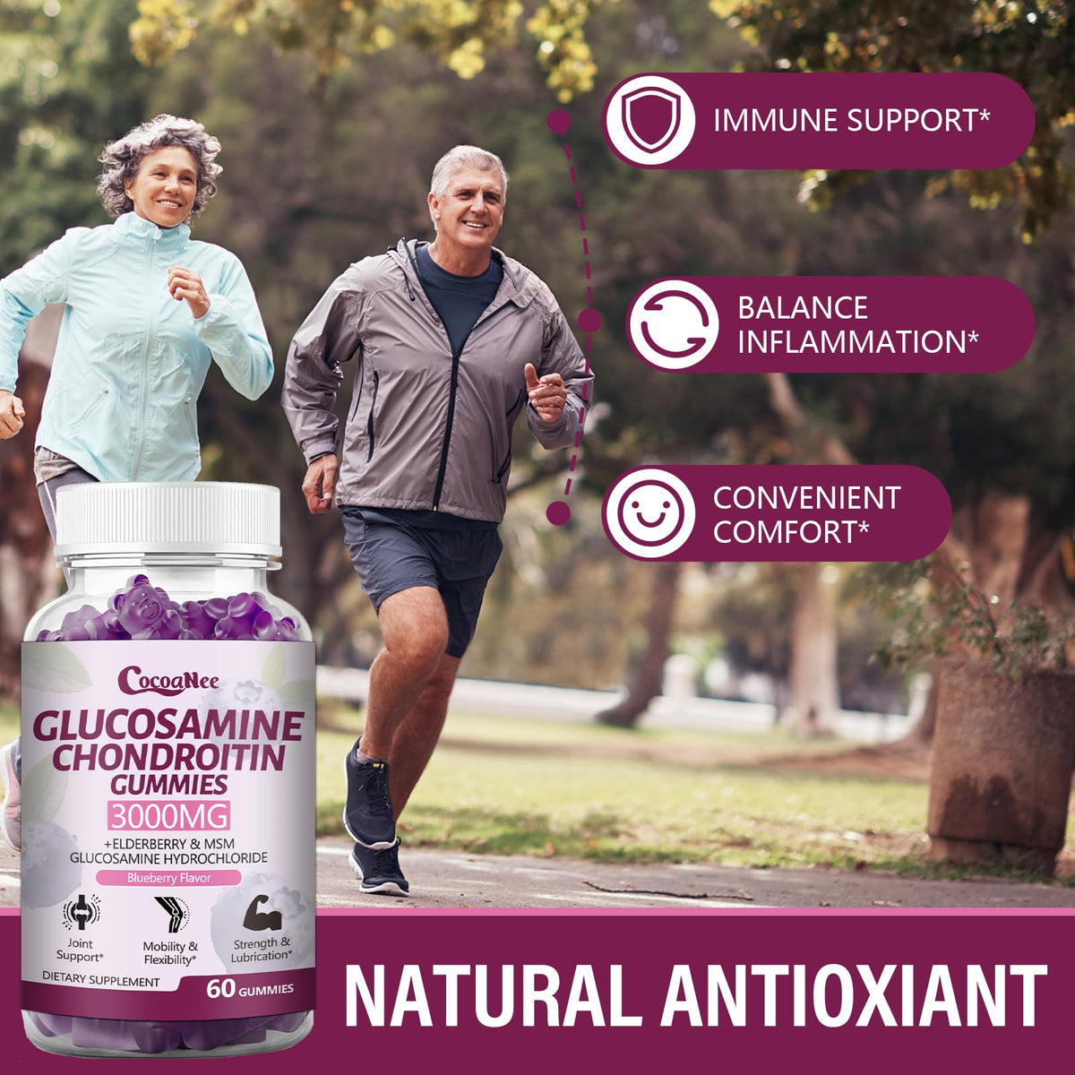 3000MG Glucosamine Chondroitin Gummies with MSM & Elderberry 180Cts W48451