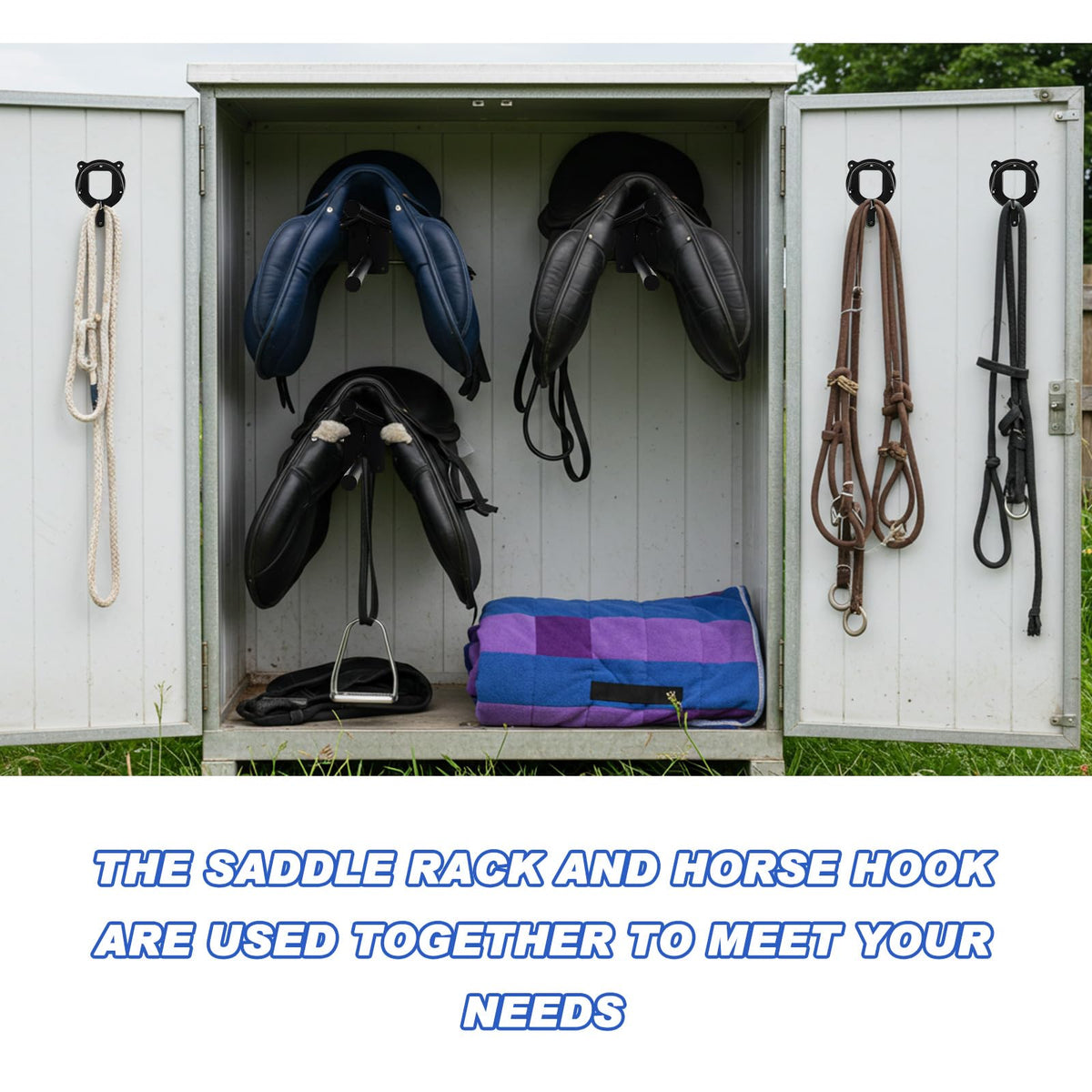 12 Pack Wall Mount Saddle Rack with Bridle Hooks K8658