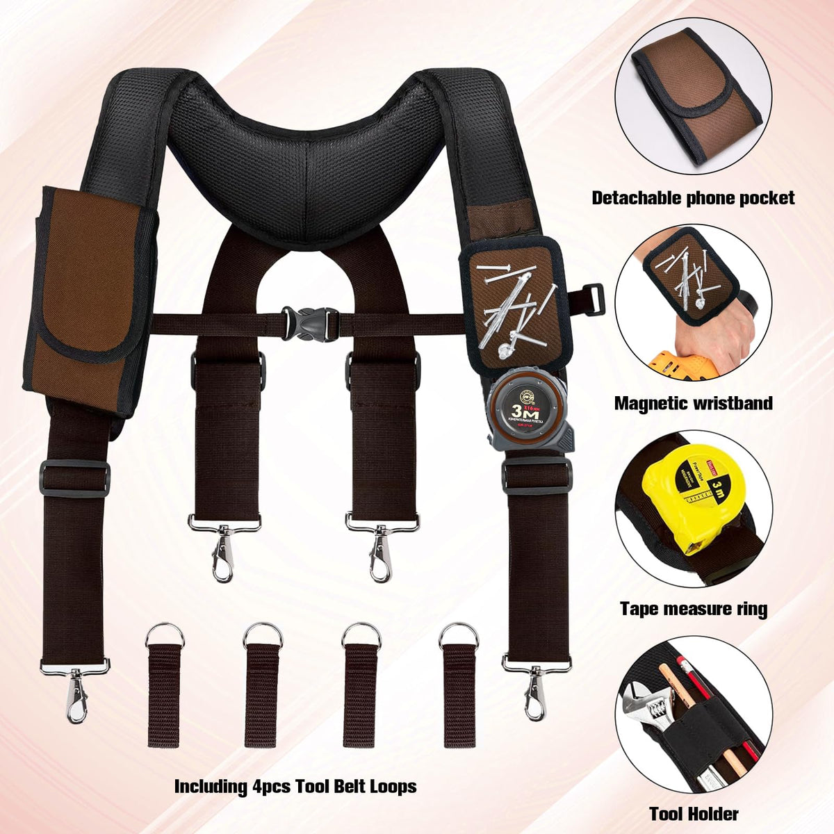 Tool Belt Suspenders with Magnetic Wristband S25859