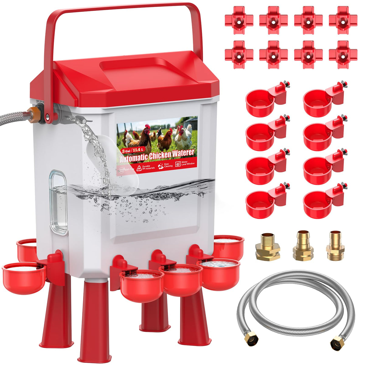 Automatic Chicken Waterer with Float Valve, 3 Gallons K977729