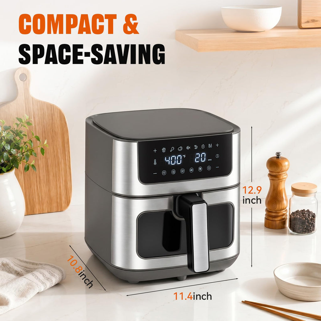 8-in-1 Air Fryer 6 Quarts with Presets and Window O4855