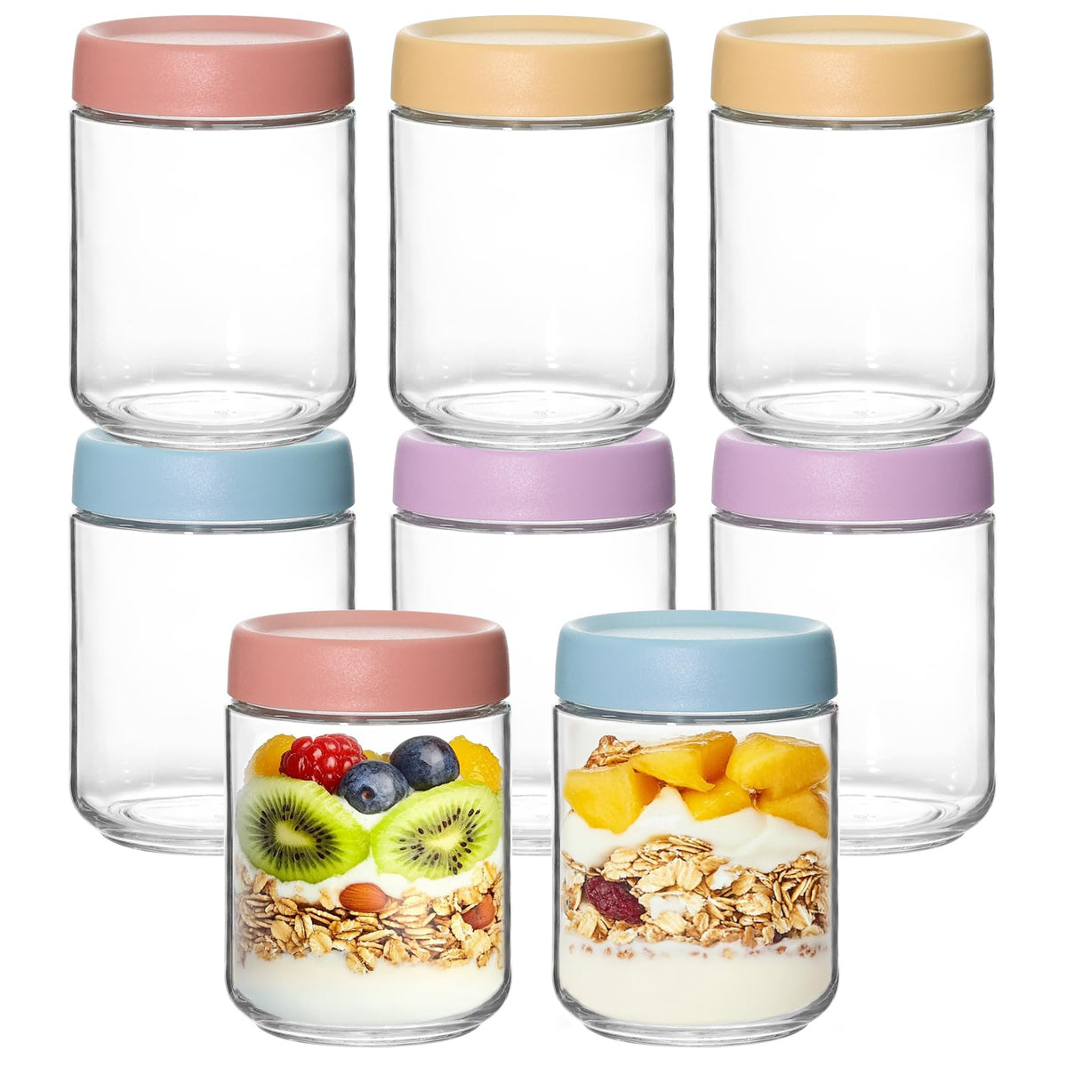 8Pcs 16oz Glass Overnight Oats Containers T34949