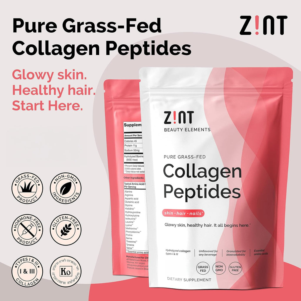 Collagen Peptides Powder 32 oz Grass-Fed Hydrolyzed Type I & III Unflavored L192709