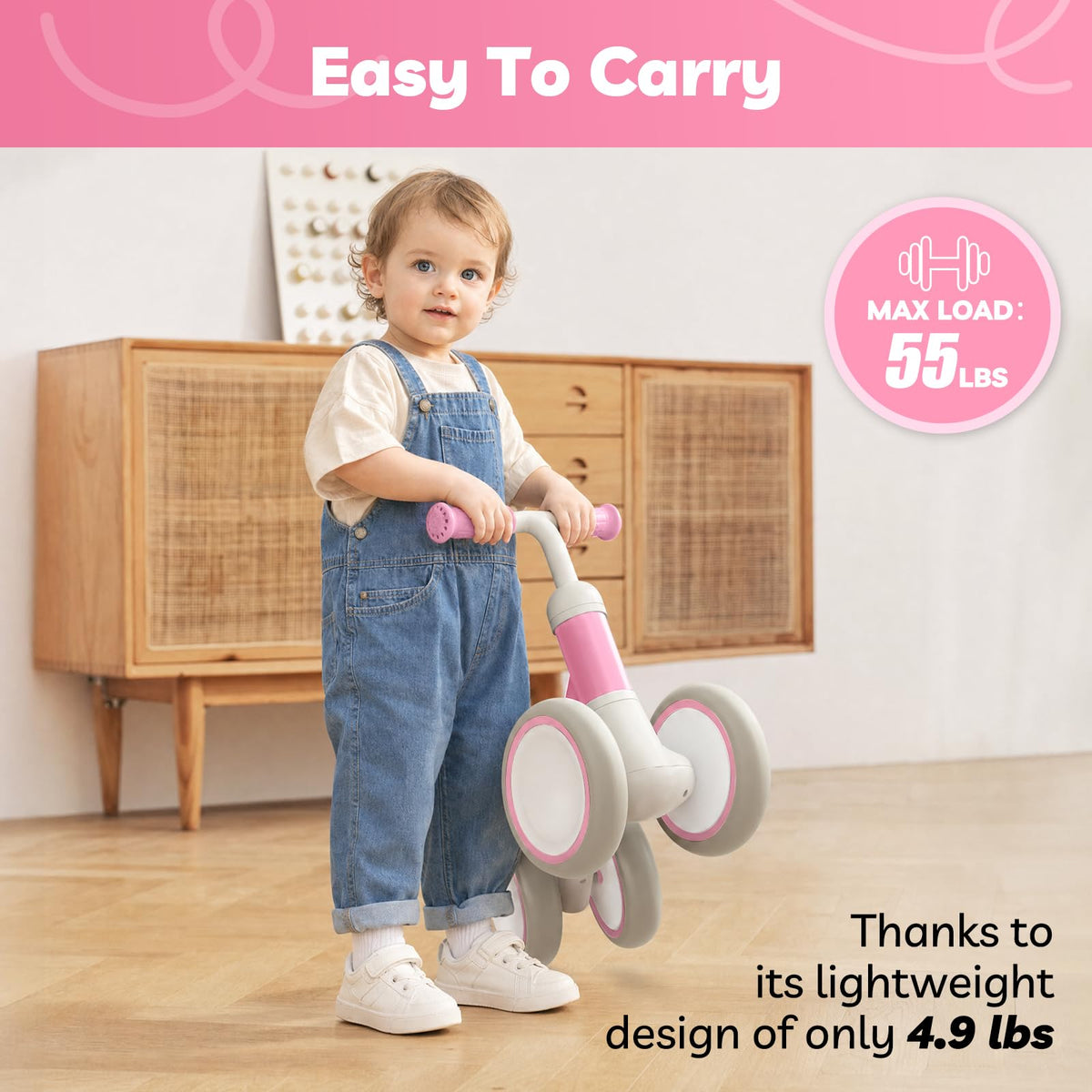 Pink Adjustable Baby Balance Bike Z906