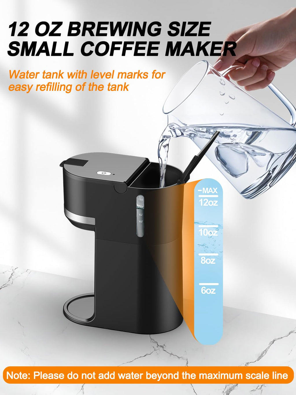 Black Single Serve Coffee Maker for Pods and Grounds, 6-12 oz A3775