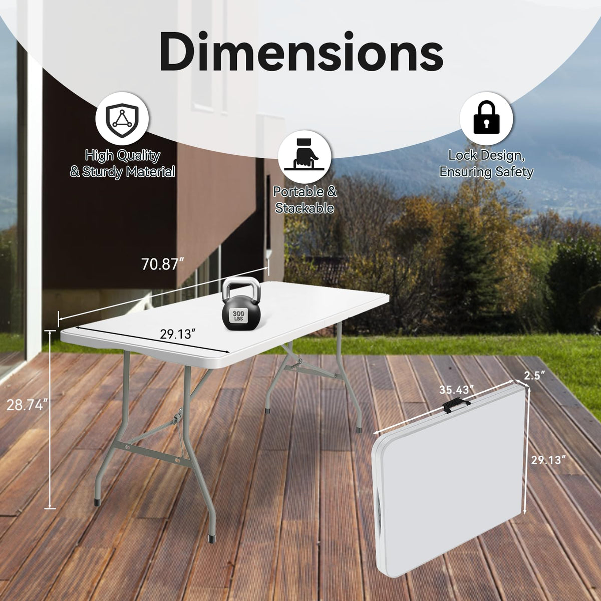 6FT White Folding Table J64141