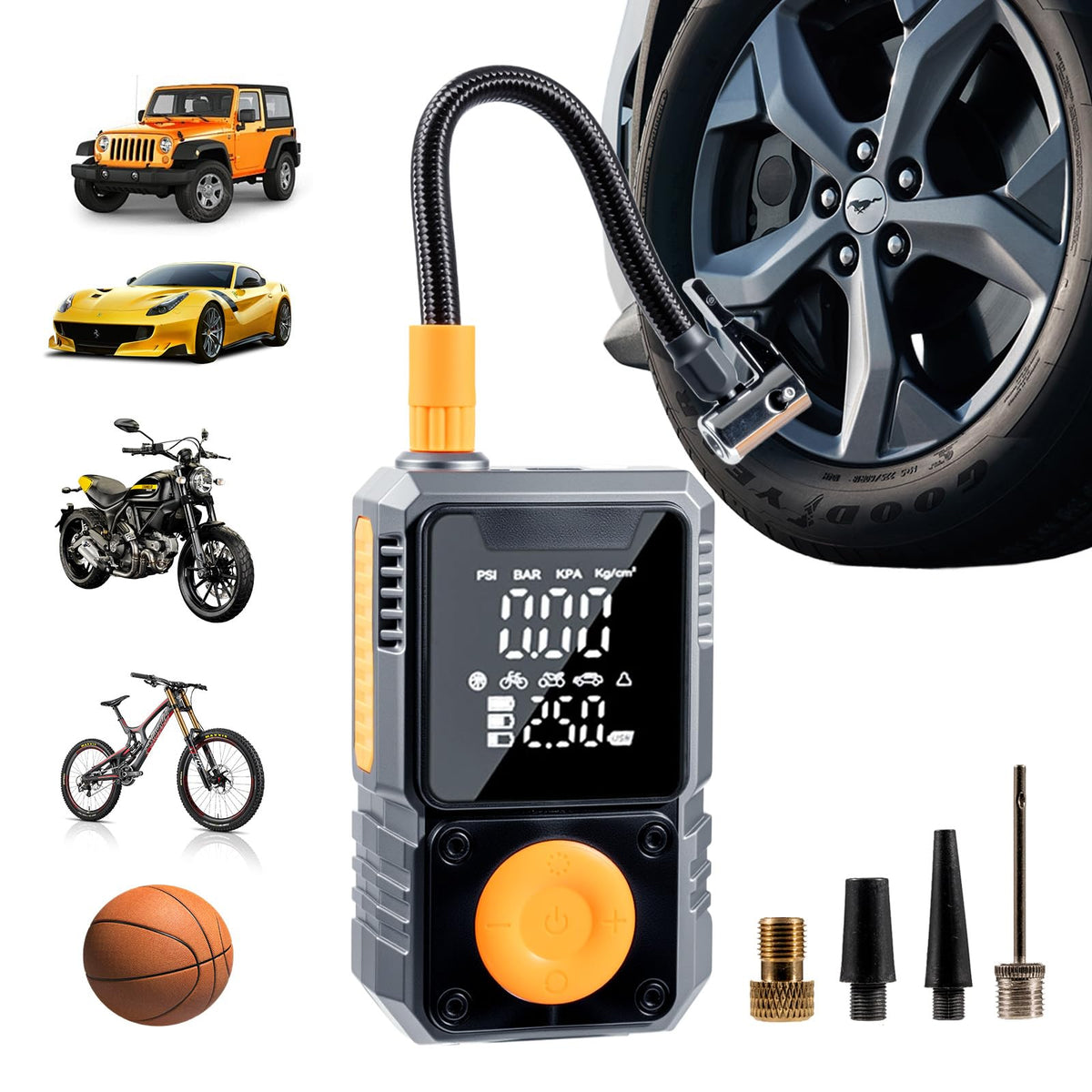 Portable 150PSI Cordless Tire Inflator with Pressure Gauge J726