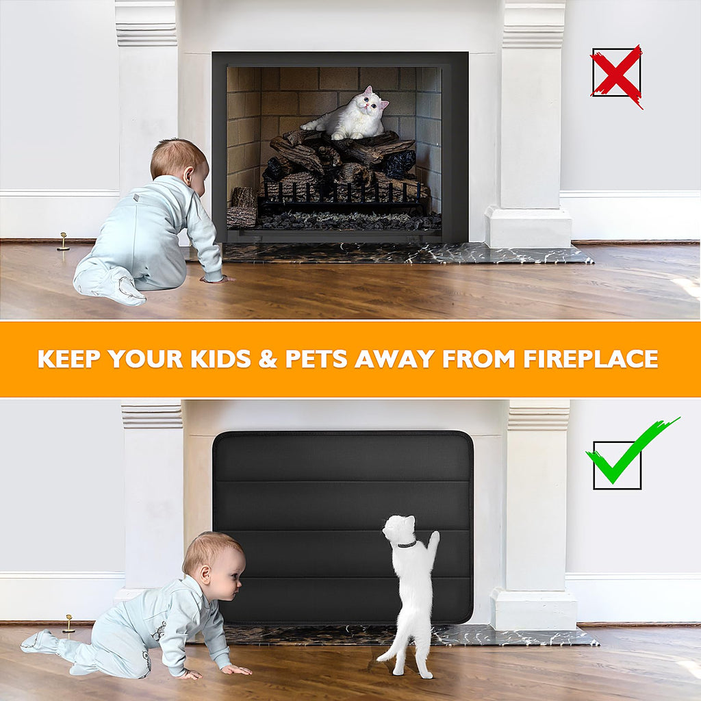 Black Magnetic Fireplace Cover O870