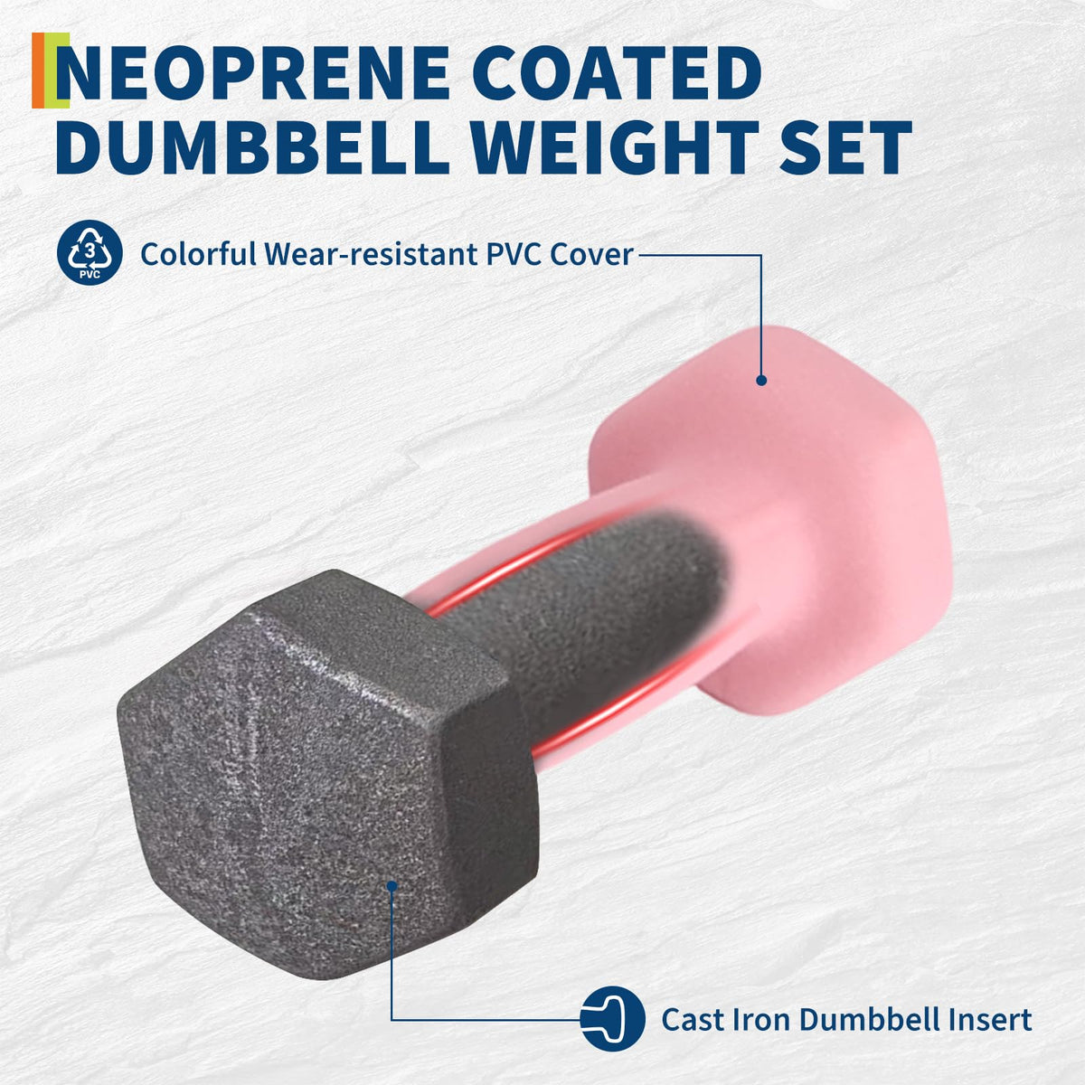 Neoprene Hex Dumbbell Set with Rack V56185