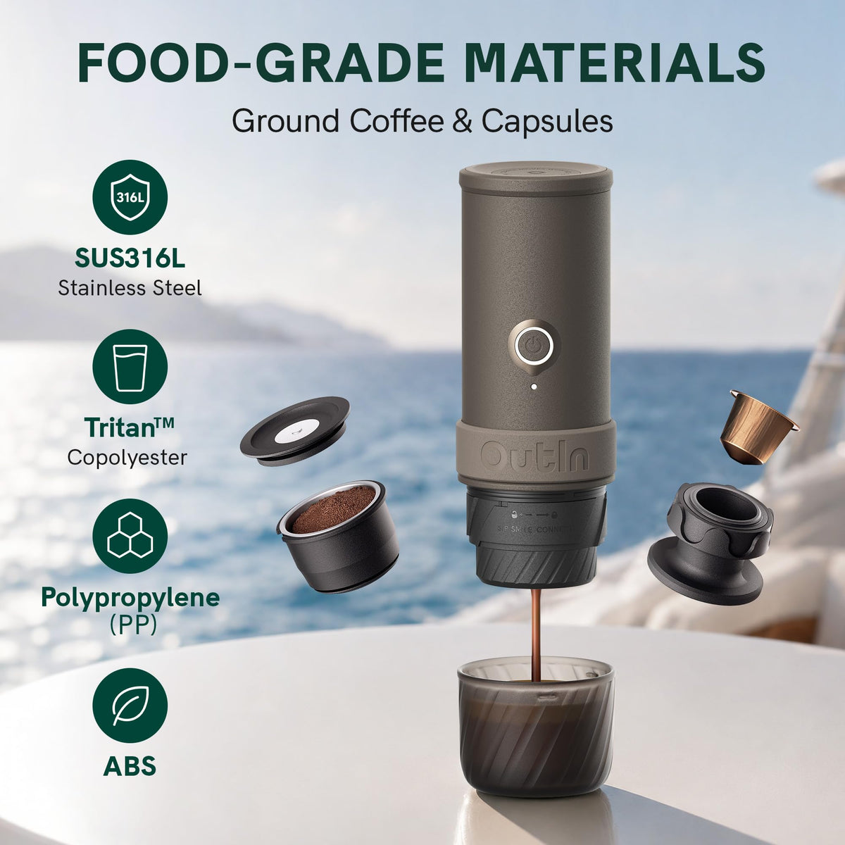 Portable Electric Espresso Machine with Self-Heating H566009