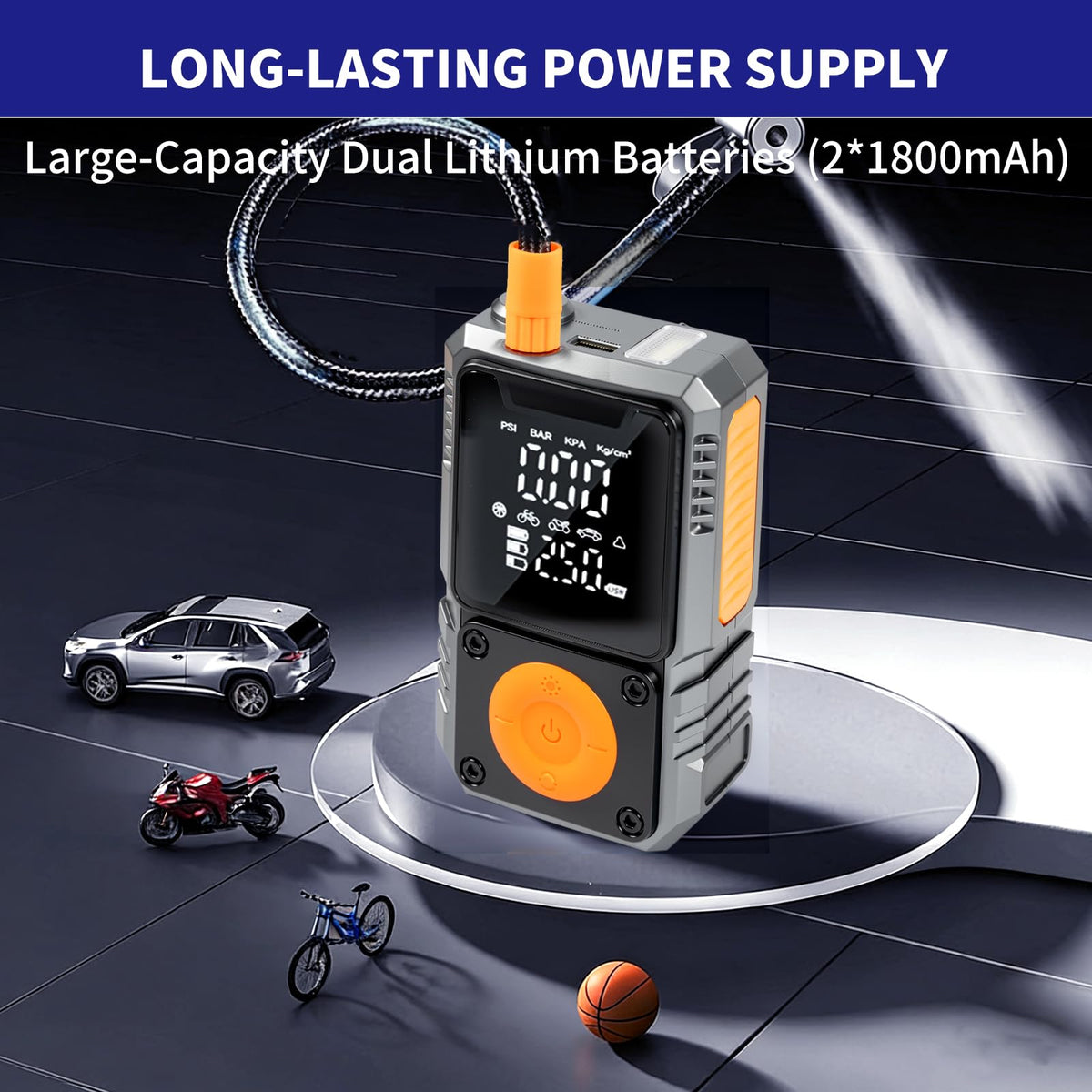 Portable 150PSI Cordless Tire Inflator with Pressure Gauge J726