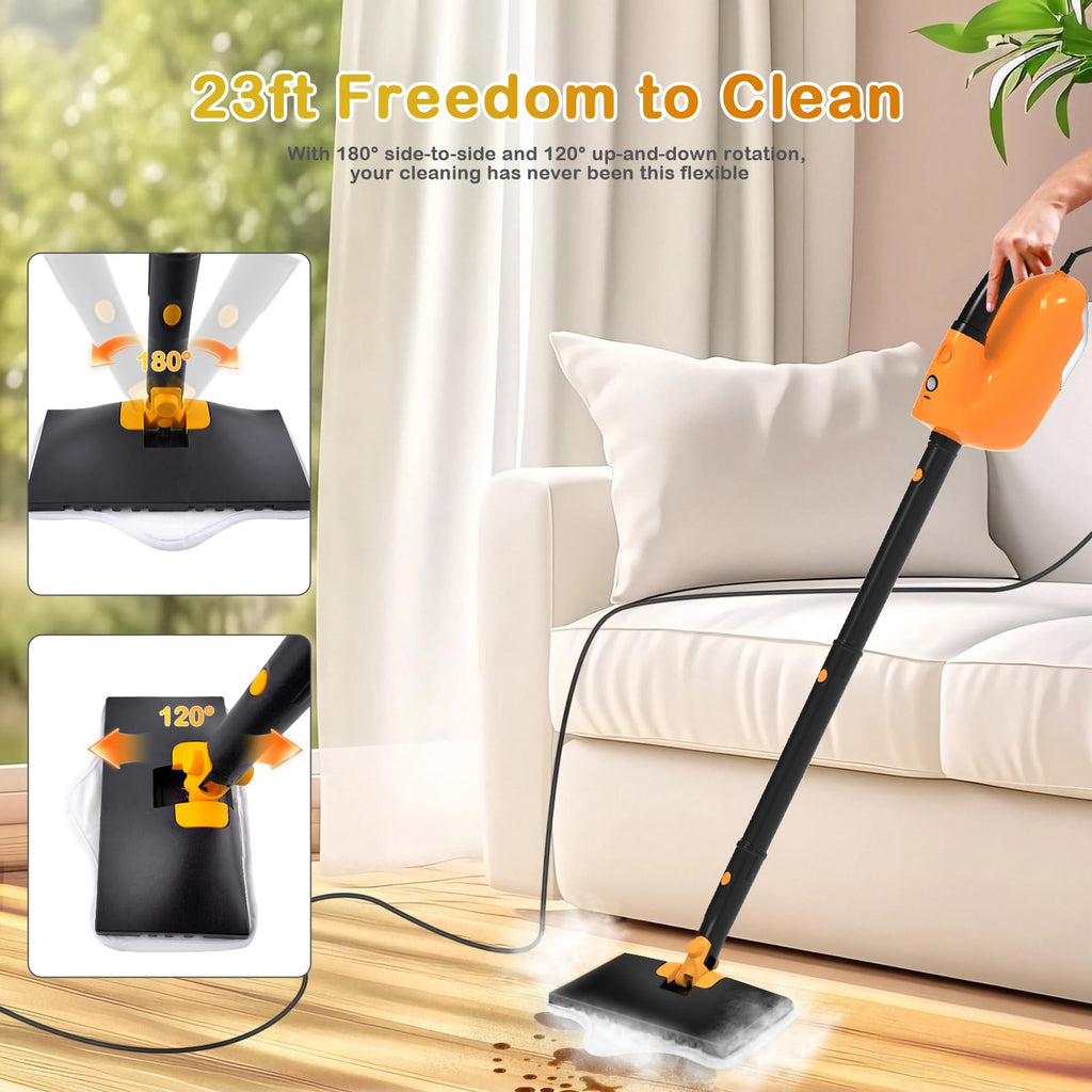 Steam Mop with 23FT Cord, 12OZ Removable Tank U474
