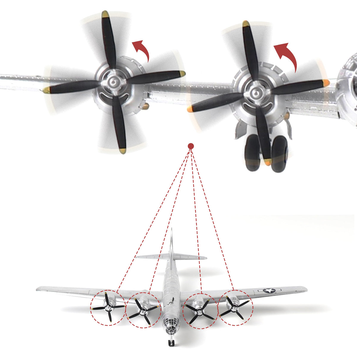 1/144 B-29 Bomber Metal Model Kit with Stand Diecast Airplane J656