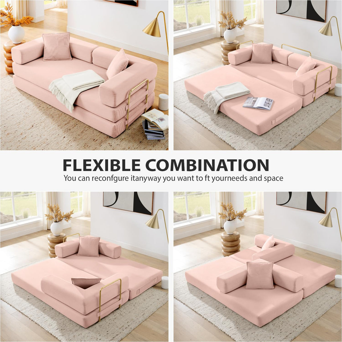 Pink Futon Sleeper Sofa Bed J129