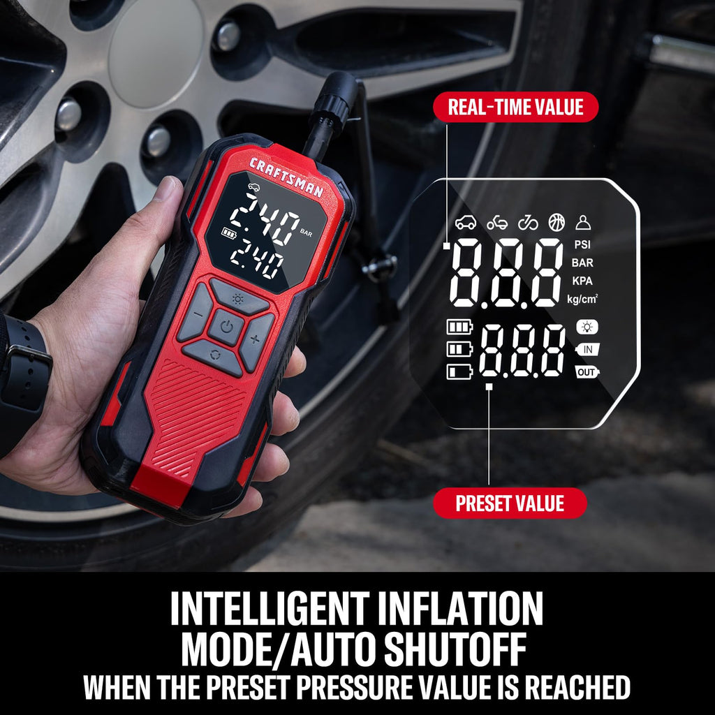 Cordless Portable Air Compressor with Digital Tire Pressure Gauge J387