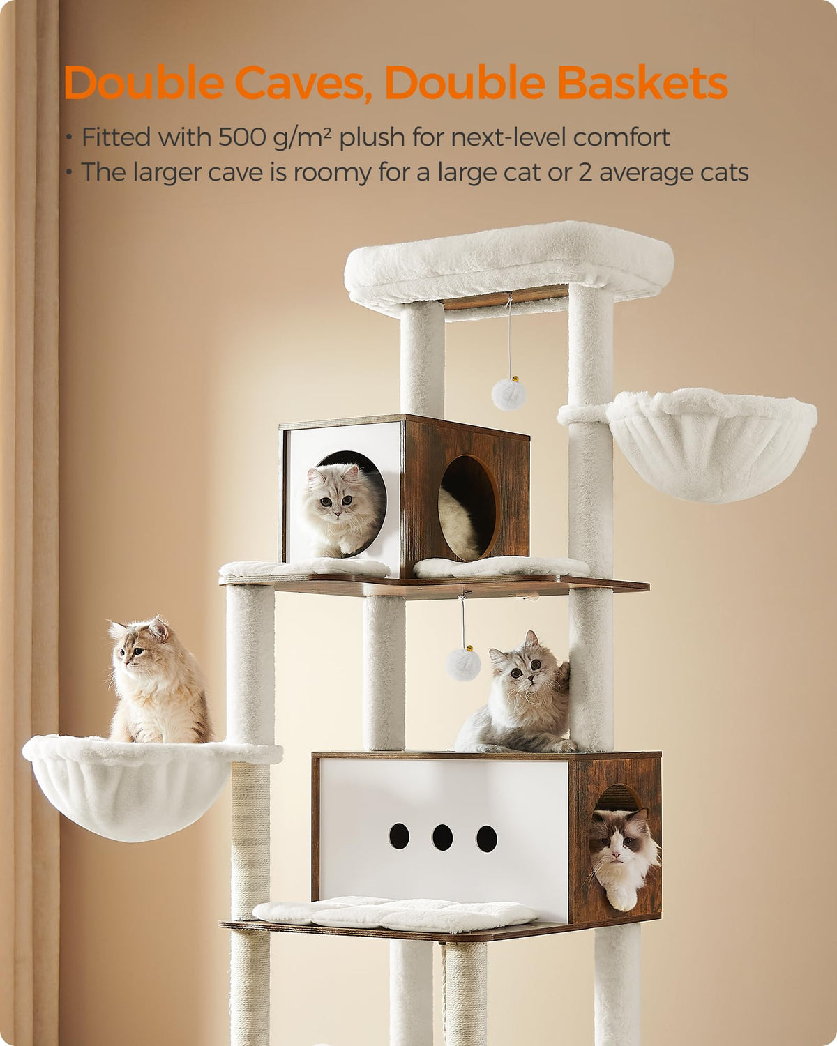 Cat Tree with 2 Caves and 2 Hammocks Q98979