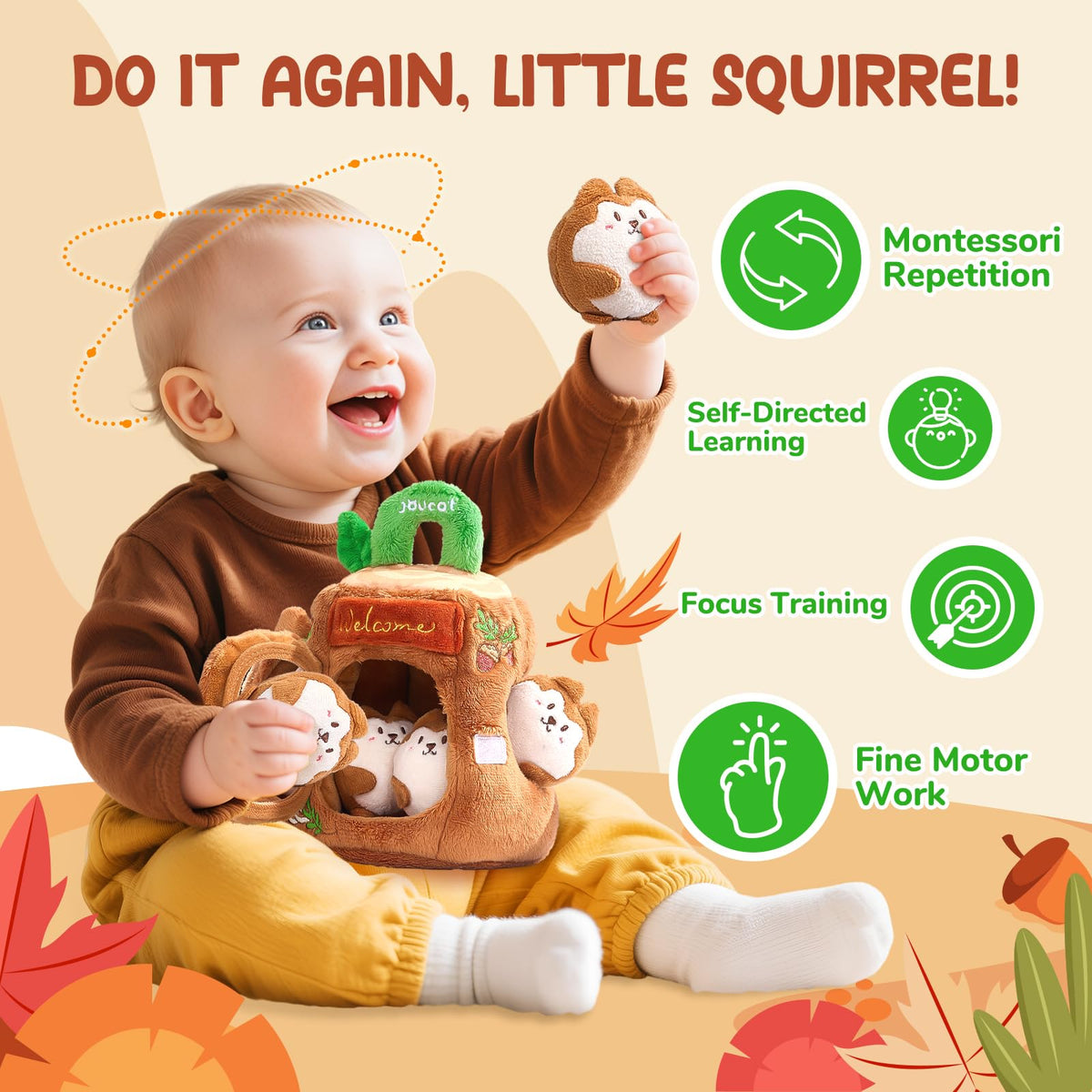 Soft Treehouse 5 Sensory Squirrels Rattle H33777