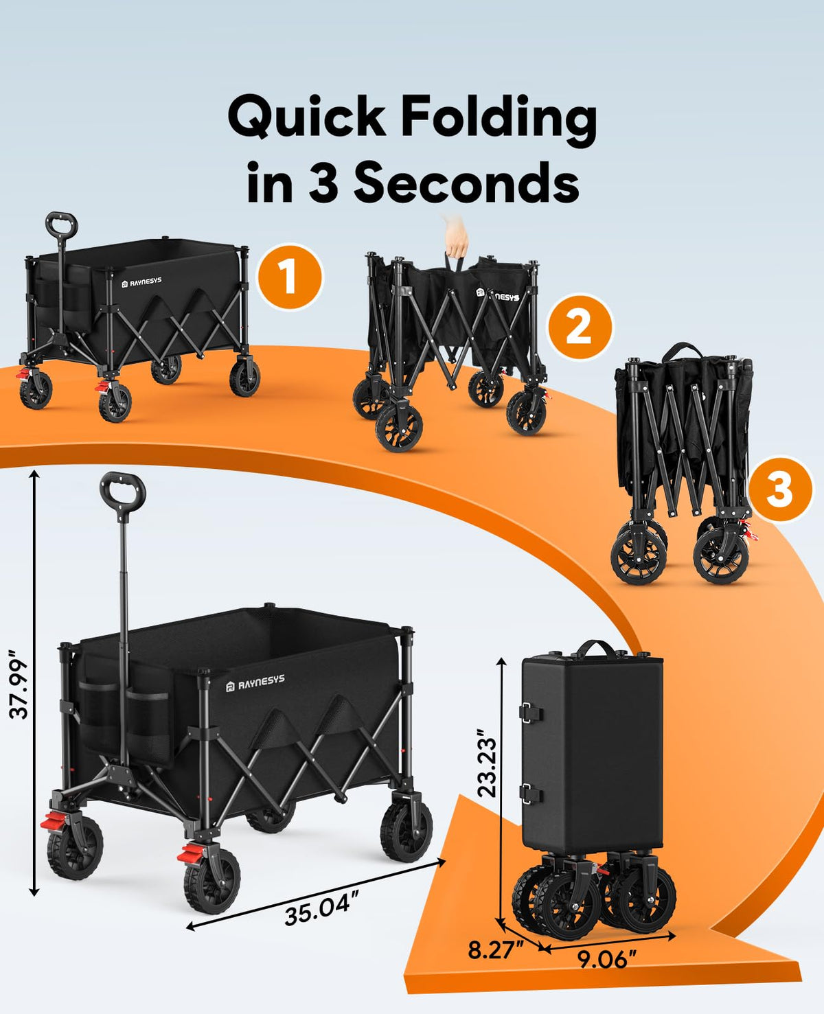 180L Foldable Wagon Cart with Wheels and Brakes F42514