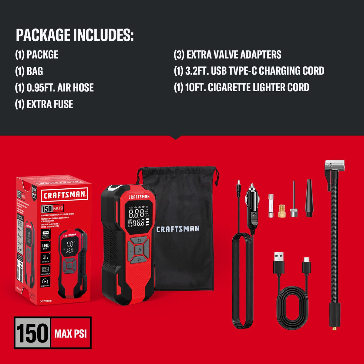 Cordless Portable Air Compressor with Digital Tire Pressure Gauge J387