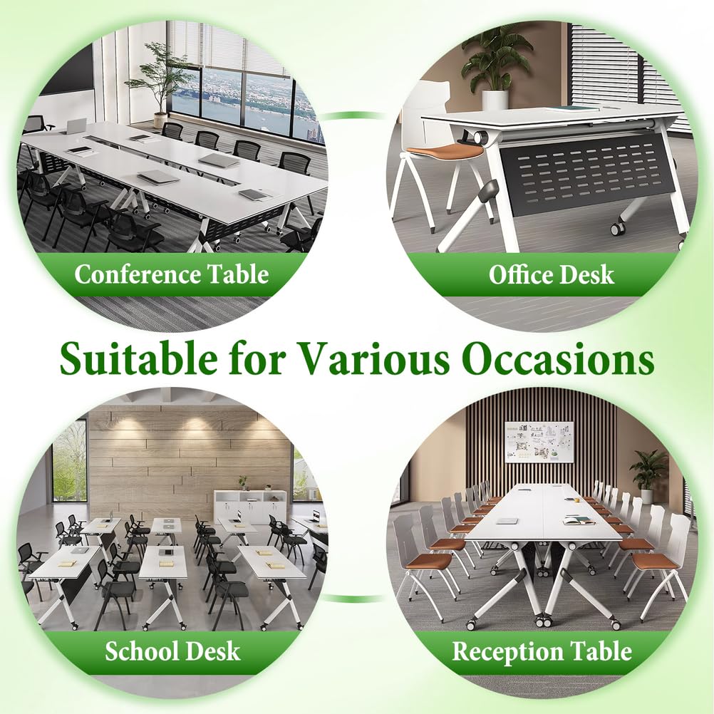 Folding Conference Table with Locking Wheels, 8 Pack, 63x24x30 Inch Z2650