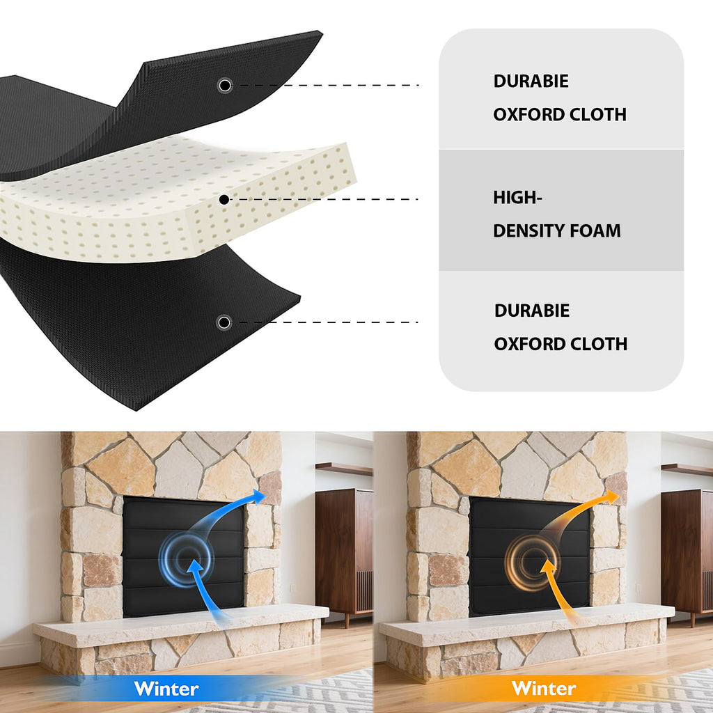 Black Magnetic Fireplace Cover O870