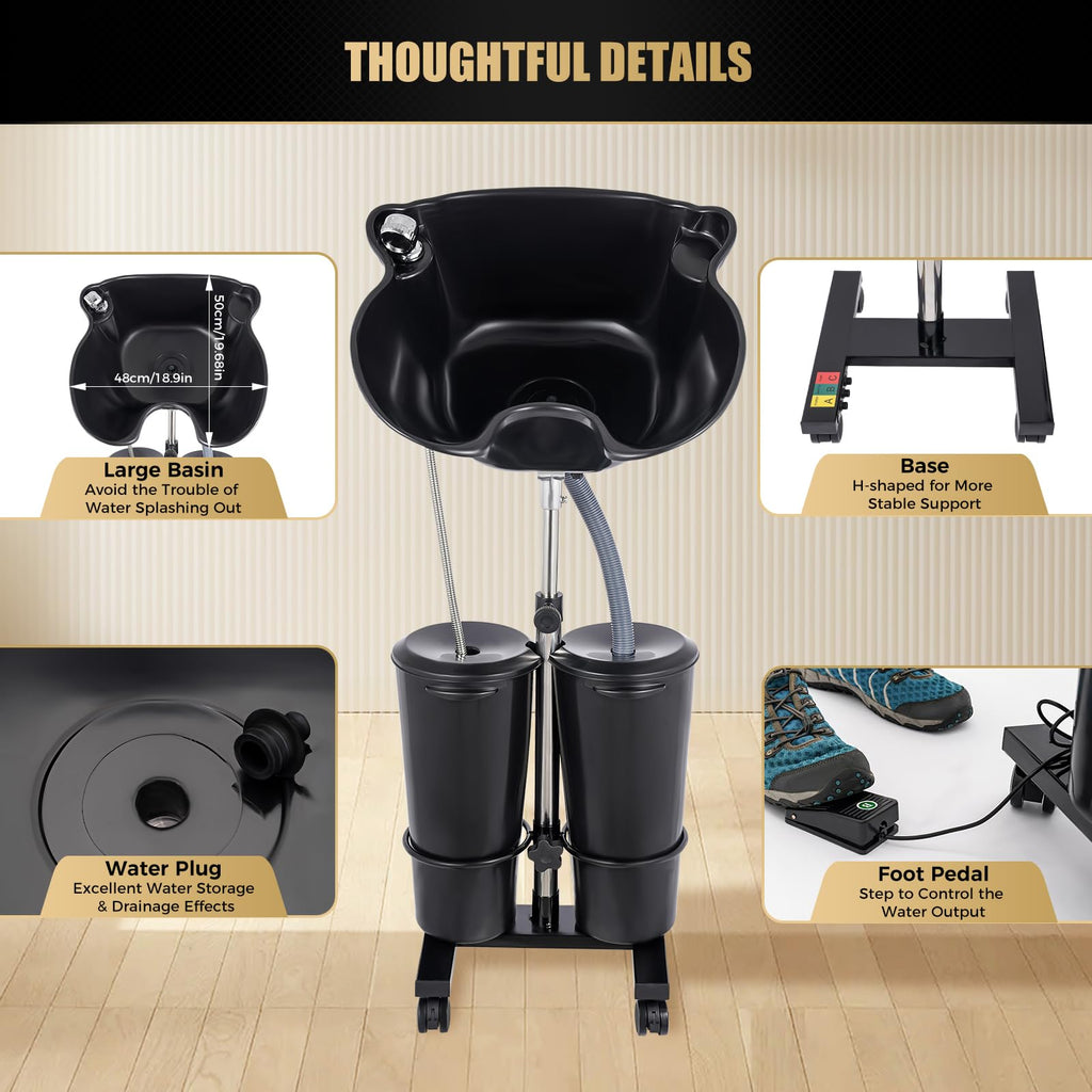 Portable Adjustable Shampoo Bowl with Electric Pump C4450