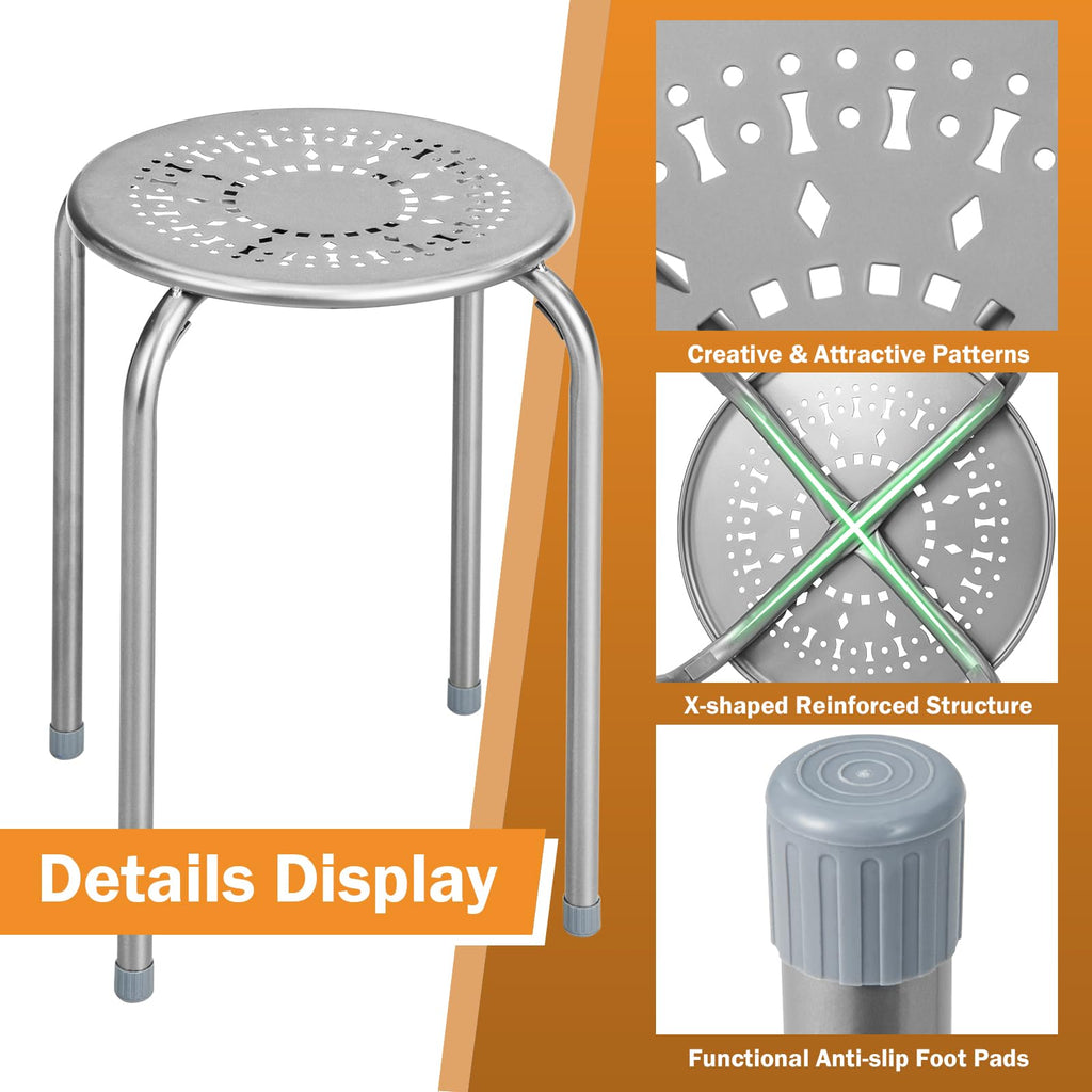 Grey 6 Pack Stackable Metal Stools C44314