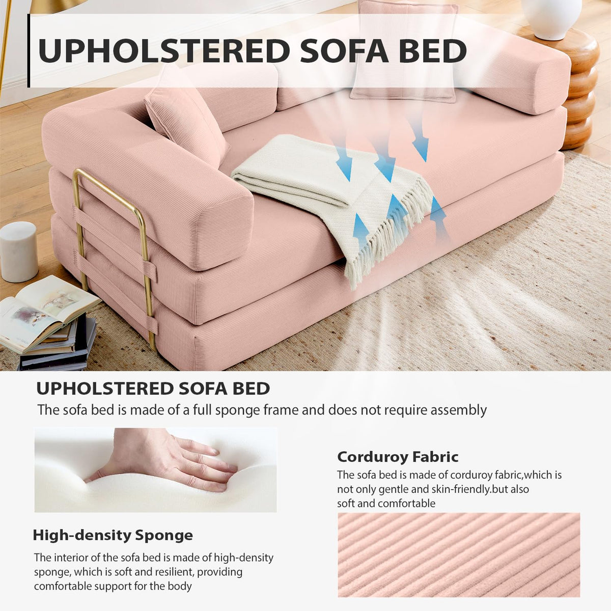 Pink Futon Sleeper Sofa Bed J129