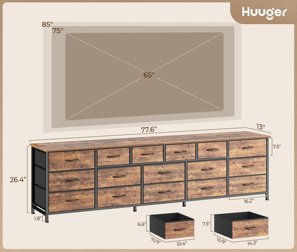 77.6" 16 Drawer Fabric Dresser R412959