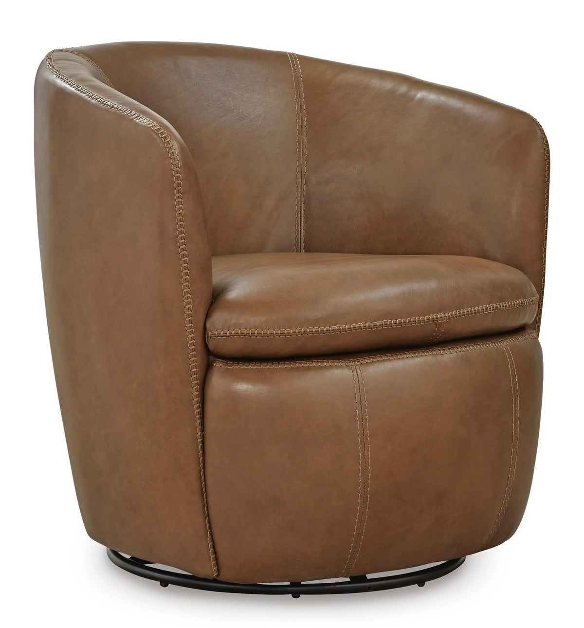 Top Grain Leather Swivel Barrel Chair T7521