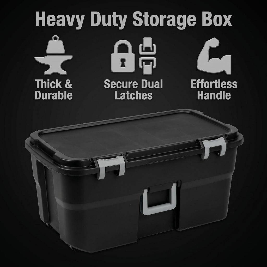 22 Gallon Black Wheeled Plastic Storage Trunk X2274