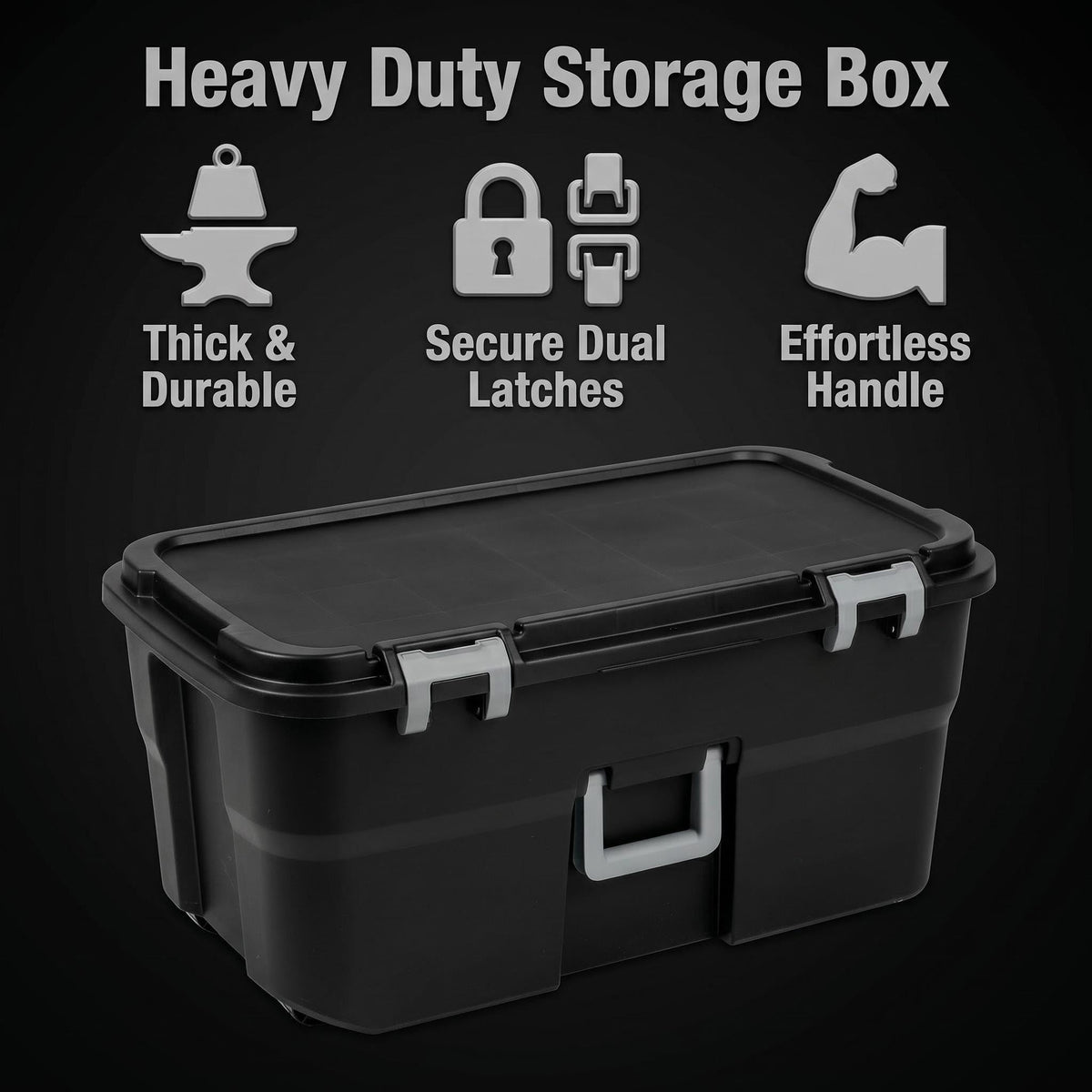 22 Gallon Black Wheeled Plastic Storage Trunk X2274