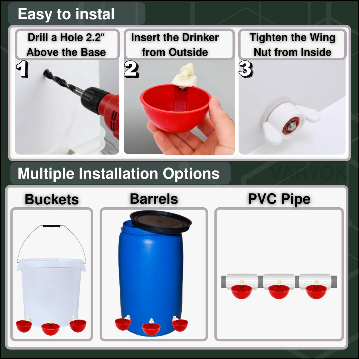 6 Pack Large Chicken Water Cups E981