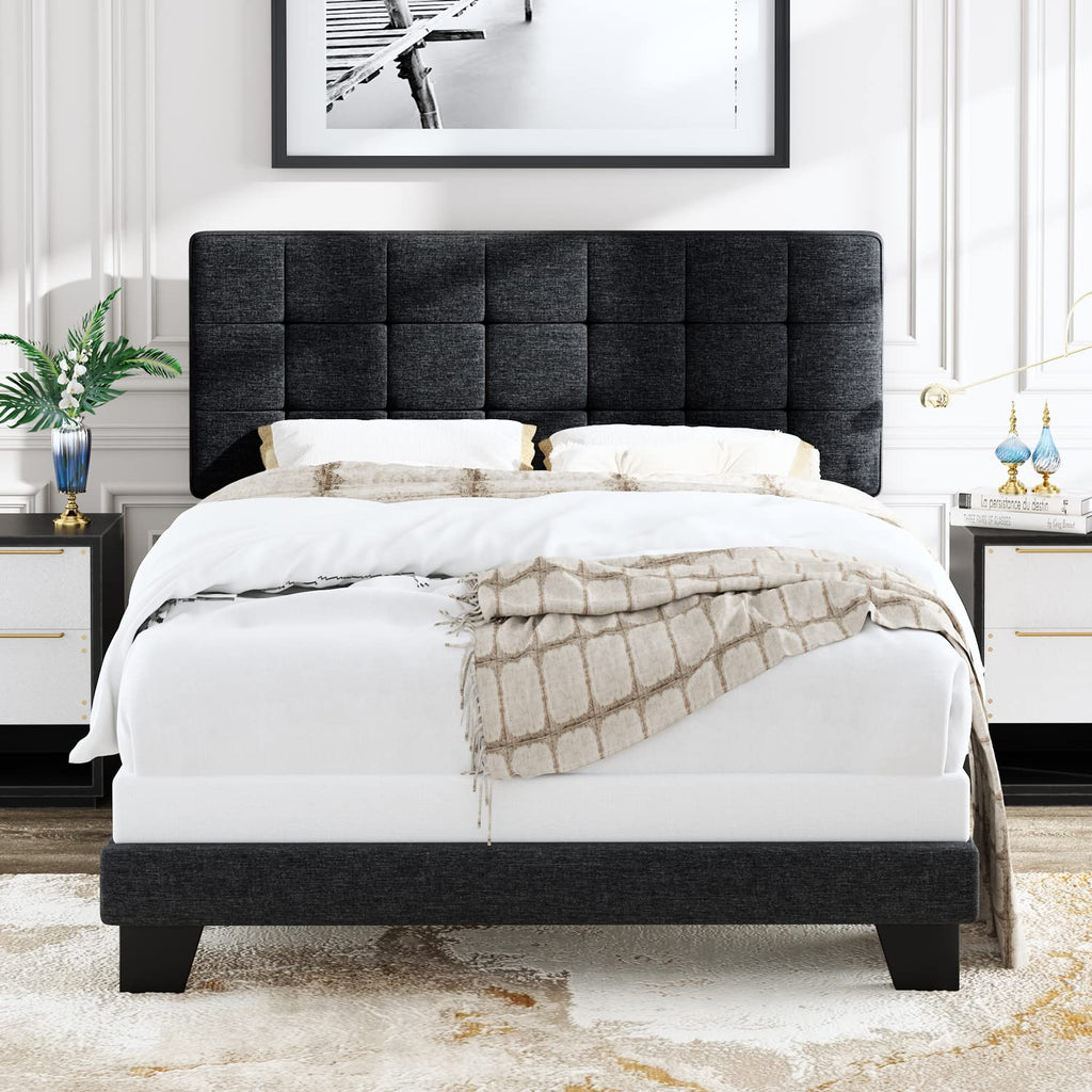Queen Size Panel Bed Frame Dark Grey R186029