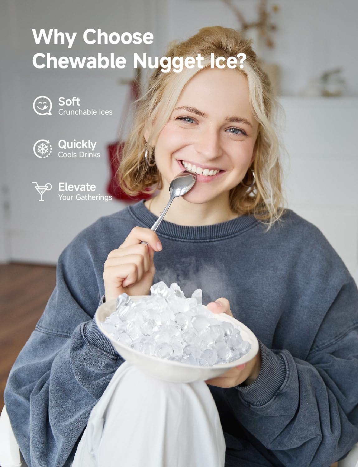 Nugget Ice Maker Countertop, 40lbs/24H, Black J897174