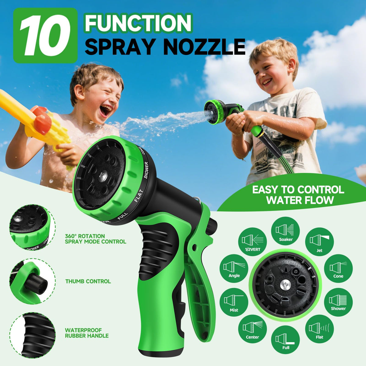 100FT Non-Expandable Kink-Free Garden Hose with Spray Nozzle B4516
